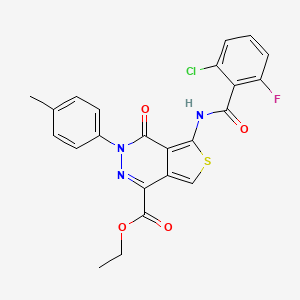 molecular formula C23H17ClFN3O4S B2986878 Ethyl 5-(2-chloro-6-fluorobenzamido)-4-oxo-3-(p-tolyl)-3,4-dihydrothieno[3,4-d]pyridazine-1-carboxylate CAS No. 851948-36-2