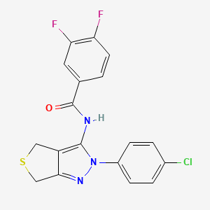 molecular formula C18H12ClF2N3OS B2986887 N-[2-(4-chlorophenyl)-4,6-dihydrothieno[3,4-c]pyrazol-3-yl]-3,4-difluorobenzamide CAS No. 893932-77-9