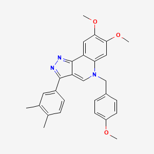 molecular formula C28H27N3O3 B2986889 3-(3,4-dimethylphenyl)-7,8-dimethoxy-5-(4-methoxybenzyl)-5H-pyrazolo[4,3-c]quinoline CAS No. 866809-86-1