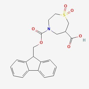 molecular formula C21H21NO6S B2986899 4-(9H-芴-9-基甲氧羰基)-1,1-二氧代-1,4-噻氮杂环-6-甲酸 CAS No. 2138358-14-0