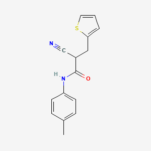molecular formula C15H14N2OS B2986911 2-cyano-N-(4-methylphenyl)-3-(thiophen-2-yl)propanamide CAS No. 483359-09-7