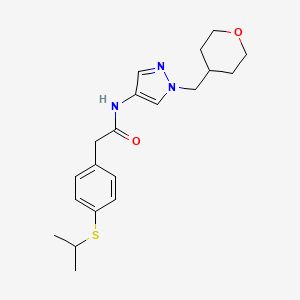2-(4-(isopropylthio)phenyl)-N-(1-((tetrahydro-2H-pyran-4-yl)methyl)-1H-pyrazol-4-yl)acetamide
