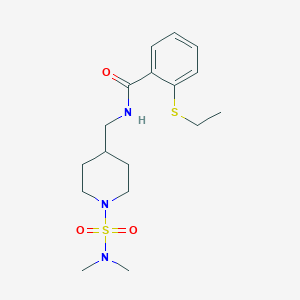 molecular formula C17H27N3O3S2 B2986918 N-[[1-(Dimethylsulfamoyl)piperidin-4-yl]methyl]-2-ethylsulfanylbenzamide CAS No. 2415509-30-5