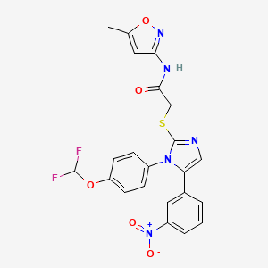 2-((1-(4-(difluoromethoxy)phenyl)-5-(3-nitrophenyl)-1H-imidazol-2-yl)thio)-N-(5-methylisoxazol-3-yl)acetamide
