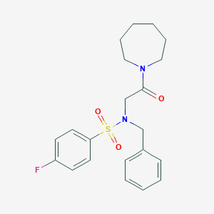 molecular formula C21H25FN2O3S B298693 N-[2-(1-azepanyl)-2-oxoethyl]-N-benzyl-4-fluorobenzenesulfonamide 