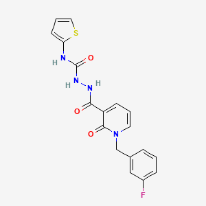molecular formula C18H15FN4O3S B2986947 2-(1-(3-fluorobenzyl)-2-oxo-1,2-dihydropyridine-3-carbonyl)-N-(thiophen-2-yl)hydrazinecarboxamide CAS No. 1105226-42-3