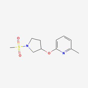 molecular formula C11H16N2O3S B2986949 2-甲基-6-((1-(甲磺酰基)吡咯烷-3-基)氧代)吡啶 CAS No. 1904028-88-1