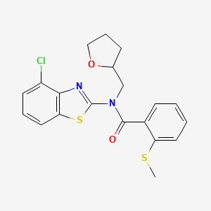molecular formula C20H19ClN2O2S2 B2986959 N-(4-chlorobenzo[d]thiazol-2-yl)-2-(methylthio)-N-((tetrahydrofuran-2-yl)methyl)benzamide CAS No. 920365-58-8