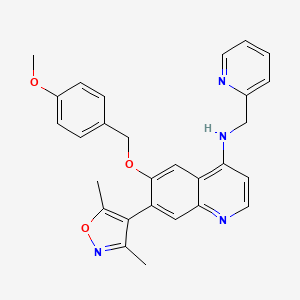 7-(3,5-Dimethyl-1,2-oxazol-4-yl)-6-[(4-methoxyphenyl)methoxy]-N-(pyridin-2-ylmethyl)quinolin-4-amine