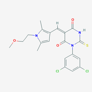 molecular formula C20H19Cl2N3O3S B298697 1-(3,5-dichlorophenyl)-5-{[1-(2-methoxyethyl)-2,5-dimethyl-1H-pyrrol-3-yl]methylene}-2-thioxodihydro-4,6(1H,5H)-pyrimidinedione 