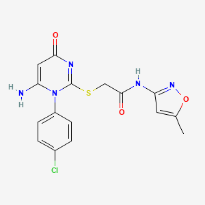 2-[6-amino-1-(4-chlorophenyl)-4-oxopyrimidin-2-yl]sulfanyl-N-(5-methyl-1,2-oxazol-3-yl)acetamide