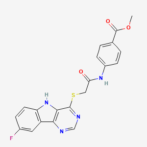 molecular formula C20H15FN4O3S B2986979 4-(2-((8-氟-5H-嘧啶并[5,4-b]吲哚-4-基)硫代)乙酰胺)苯甲酸甲酯 CAS No. 1116030-23-9
