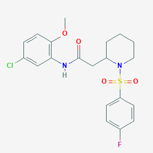 molecular formula C20H22ClFN2O4S B2986985 N-(5-chloro-2-methoxyphenyl)-2-(1-((4-fluorophenyl)sulfonyl)piperidin-2-yl)acetamide CAS No. 1021090-46-9