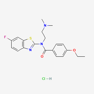 molecular formula C20H23ClFN3O2S B2987004 N-(2-(dimethylamino)ethyl)-4-ethoxy-N-(6-fluorobenzo[d]thiazol-2-yl)benzamide hydrochloride CAS No. 1215478-30-0