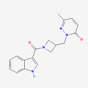 molecular formula C18H18N4O2 B2987006 2-{[1-(1H-indole-3-carbonyl)azetidin-3-yl]methyl}-6-methyl-2,3-dihydropyridazin-3-one CAS No. 2200110-69-4
