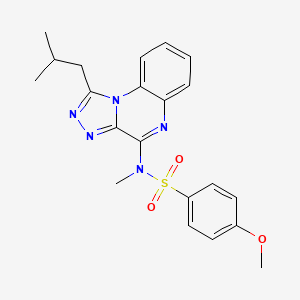 molecular formula C21H23N5O3S B2987010 4-methoxy-N-methyl-N-[1-(2-methylpropyl)[1,2,4]triazolo[4,3-a]quinoxalin-4-yl]benzenesulfonamide CAS No. 896824-97-8