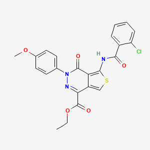 molecular formula C23H18ClN3O5S B2987017 Ethyl 5-[(2-chlorobenzoyl)amino]-3-(4-methoxyphenyl)-4-oxothieno[3,4-d]pyridazine-1-carboxylate CAS No. 851951-96-7