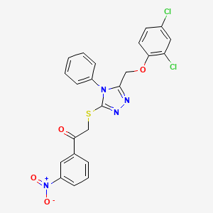 2-((5-((2,4-dichlorophenoxy)methyl)-4-phenyl-4H-1,2,4-triazol-3-yl)thio)-1-(3-nitrophenyl)ethanone