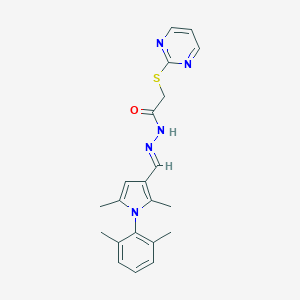 molecular formula C21H23N5OS B298702 N'-{[1-(2,6-dimethylphenyl)-2,5-dimethyl-1H-pyrrol-3-yl]methylene}-2-(2-pyrimidinylsulfanyl)acetohydrazide 