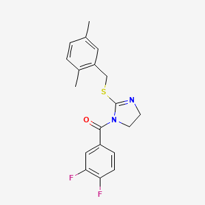 (3,4-difluorophenyl)(2-((2,5-dimethylbenzyl)thio)-4,5-dihydro-1H-imidazol-1-yl)methanone