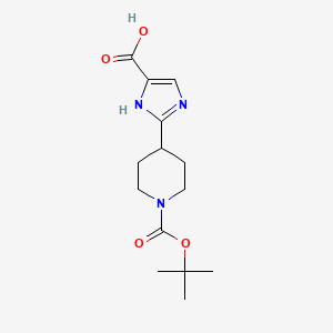 molecular formula C14H21N3O4 B2987022 2-{1-[(叔丁氧羰基)哌啶-4-基]-1H-咪唑-4-羧酸 CAS No. 1713463-39-8