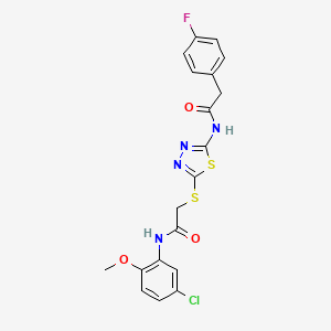 molecular formula C19H16ClFN4O3S2 B2987023 N-(5-chloro-2-methoxyphenyl)-2-((5-(2-(4-fluorophenyl)acetamido)-1,3,4-thiadiazol-2-yl)thio)acetamide CAS No. 868977-42-8