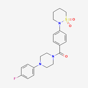 molecular formula C21H24FN3O3S B2987024 [4-(1,1-Dioxothiazinan-2-yl)phenyl]-[4-(4-fluorophenyl)piperazin-1-yl]methanone CAS No. 946285-02-5