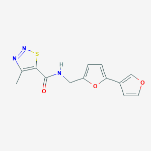 molecular formula C13H11N3O3S B2987038 N-([2,3'-bifuran]-5-ylmethyl)-4-methyl-1,2,3-thiadiazole-5-carboxamide CAS No. 2034441-66-0