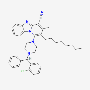 molecular formula C38H42ClN5 B2987039 1-[4-[(2-Chlorophenyl)-phenylmethyl]piperazin-1-yl]-3-methyl-2-octylpyrido[1,2-a]benzimidazole-4-carbonitrile CAS No. 305335-62-0