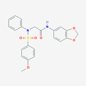 molecular formula C22H20N2O6S B298704 N-(1,3-benzodioxol-5-yl)-2-{[(4-methoxyphenyl)sulfonyl]anilino}acetamide 