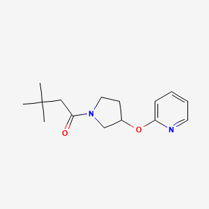 molecular formula C15H22N2O2 B2987041 3,3-Dimethyl-1-(3-(pyridin-2-yloxy)pyrrolidin-1-yl)butan-1-one CAS No. 1904357-32-9