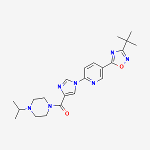 molecular formula C22H29N7O2 B2987042 (1-{5-[3-(tert-butyl)-1,2,4-oxadiazol-5-yl]-2-pyridyl}-1H-imidazol-4-yl)(4-isopropylpiperazino)methanone CAS No. 1251631-52-3