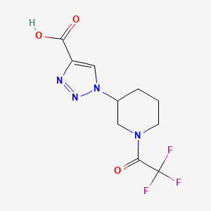 molecular formula C10H11F3N4O3 B2987043 1-(1-(2,2,2-三氟乙酰)哌啶-3-基)-1H-1,2,3-三唑-4-羧酸 CAS No. 2034576-87-7