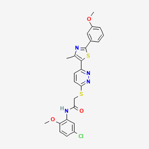 molecular formula C24H21ClN4O3S2 B2987056 N-(5-氯-2-甲氧基苯基)-2-((6-(2-(3-甲氧基苯基)-4-甲基噻唑-5-基)哒嗪-3-基)硫代)乙酰胺 CAS No. 923202-92-0