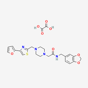 molecular formula C24H26N4O8S B2987059 N-(benzo[d][1,3]dioxol-5-ylmethyl)-2-(4-((4-(furan-2-yl)thiazol-2-yl)methyl)piperazin-1-yl)acetamide oxalate CAS No. 1216544-97-6