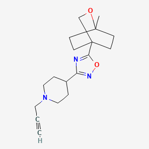 molecular formula C18H25N3O2 B2987060 5-(1-Methyl-2-oxabicyclo[2.2.2]octan-4-yl)-3-(1-prop-2-ynylpiperidin-4-yl)-1,2,4-oxadiazole CAS No. 2411305-27-4