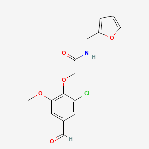 molecular formula C15H14ClNO5 B2987067 2-(2-chloro-4-formyl-6-methoxyphenoxy)-N-(furan-2-ylmethyl)acetamide CAS No. 852867-96-0