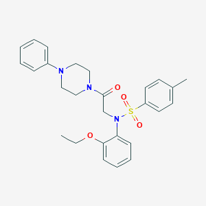 molecular formula C27H31N3O4S B298707 N-(2-ethoxyphenyl)-4-methyl-N-[2-oxo-2-(4-phenylpiperazin-1-yl)ethyl]benzenesulfonamide 