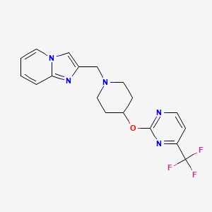 molecular formula C18H18F3N5O B2987075 2-[[4-[4-(Trifluoromethyl)pyrimidin-2-yl]oxypiperidin-1-yl]methyl]imidazo[1,2-a]pyridine CAS No. 2380177-50-2