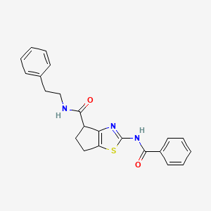 molecular formula C22H21N3O2S B2987078 2-benzamido-N-phenethyl-5,6-dihydro-4H-cyclopenta[d]thiazole-4-carboxamide CAS No. 941967-77-7