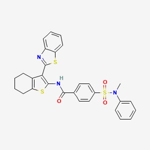 molecular formula C29H25N3O3S3 B2987083 N-[3-(1,3-benzothiazol-2-yl)-4,5,6,7-tetrahydro-1-benzothiophen-2-yl]-4-[methyl(phenyl)sulfamoyl]benzamide CAS No. 325988-56-5