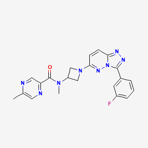 molecular formula C21H19FN8O B2987085 N-[1-[3-(3-Fluorophenyl)-[1,2,4]triazolo[4,3-b]pyridazin-6-yl]azetidin-3-yl]-N,5-dimethylpyrazine-2-carboxamide CAS No. 2380010-19-3