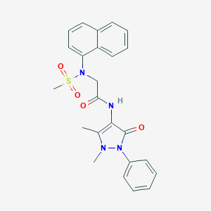 molecular formula C24H24N4O4S B298709 N-(1,5-dimethyl-3-oxo-2-phenyl-2,3-dihydro-1H-pyrazol-4-yl)-2-[(methylsulfonyl)(1-naphthyl)amino]acetamide 