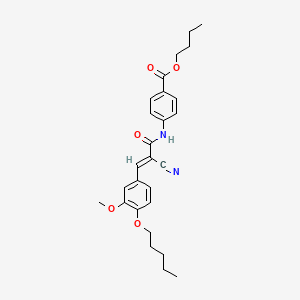 molecular formula C27H32N2O5 B2987093 butyl 4-[[(E)-2-cyano-3-(3-methoxy-4-pentoxyphenyl)prop-2-enoyl]amino]benzoate CAS No. 380424-67-9