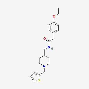 molecular formula C21H28N2O2S B2987098 2-(4-ethoxyphenyl)-N-((1-(thiophen-2-ylmethyl)piperidin-4-yl)methyl)acetamide CAS No. 953917-10-7