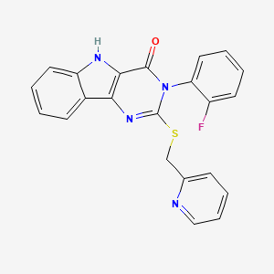 molecular formula C22H15FN4OS B2987110 3-(2-fluorophenyl)-2-((pyridin-2-ylmethyl)thio)-3H-pyrimido[5,4-b]indol-4(5H)-one CAS No. 888423-57-2