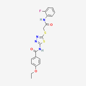 molecular formula C19H17FN4O3S2 B2987119 4-ethoxy-N-[5-[2-(2-fluoroanilino)-2-oxoethyl]sulfanyl-1,3,4-thiadiazol-2-yl]benzamide CAS No. 392298-64-5