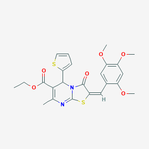 molecular formula C24H24N2O6S2 B298712 ethyl 7-methyl-3-oxo-5-(2-thienyl)-2-(2,4,5-trimethoxybenzylidene)-2,3-dihydro-5H-[1,3]thiazolo[3,2-a]pyrimidine-6-carboxylate 