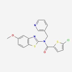 molecular formula C19H14ClN3O2S2 B2987120 5-chloro-N-(5-methoxybenzo[d]thiazol-2-yl)-N-(pyridin-3-ylmethyl)thiophene-2-carboxamide CAS No. 895413-21-5
