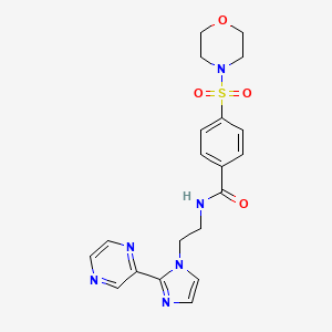 molecular formula C20H22N6O4S B2987125 4-(morpholinosulfonyl)-N-(2-(2-(pyrazin-2-yl)-1H-imidazol-1-yl)ethyl)benzamide CAS No. 2034476-40-7